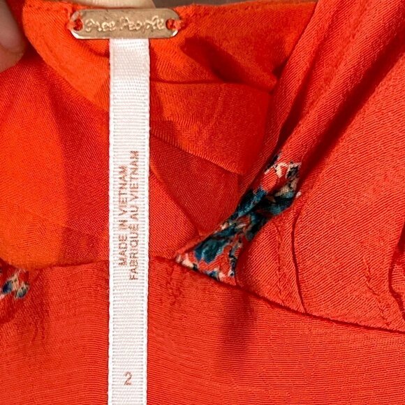 Free People Mini Dress Red Floral Print 2 - Picture 9 of 12